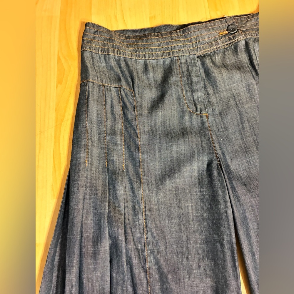 NWT Alberto Makali Wide-Leg Pleated Chambray Denim Culottes / Pants - Picture 11 of 16